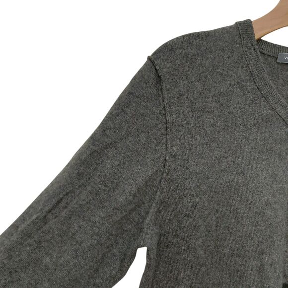 Vince Sweater Mens Medium Gray Black 100% Cashmere Color Block Knitted Office - Picture 3 of 12